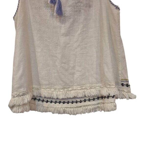 Max Studio Women's White, Blue & Red Floral Embroidered Cotton Tank Top NEW - Picture 9 of 10